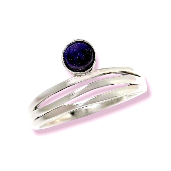 Jewelry - 14K White Gold Genuine 5mm Lapis Lazuli